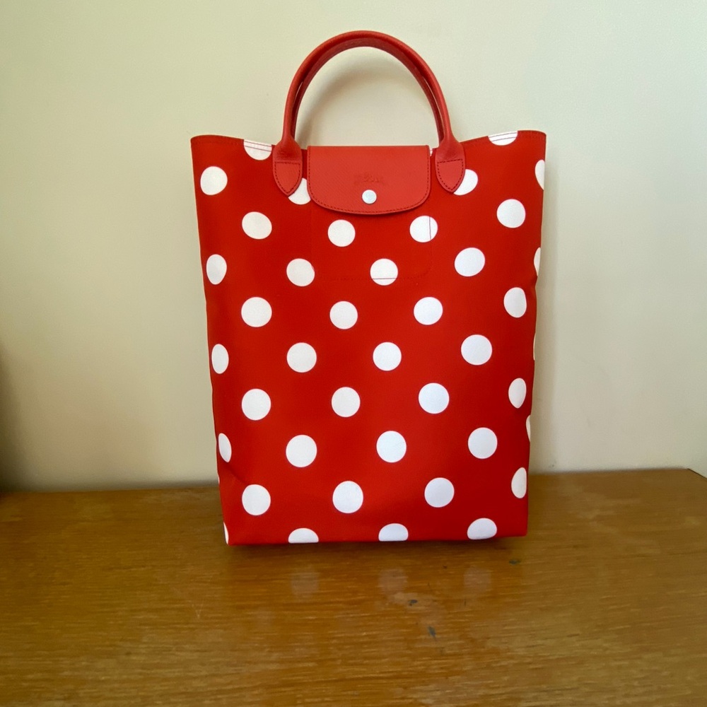 Longchamp Le Pliage Polka Dot Tote - Red & White - Limited Edition